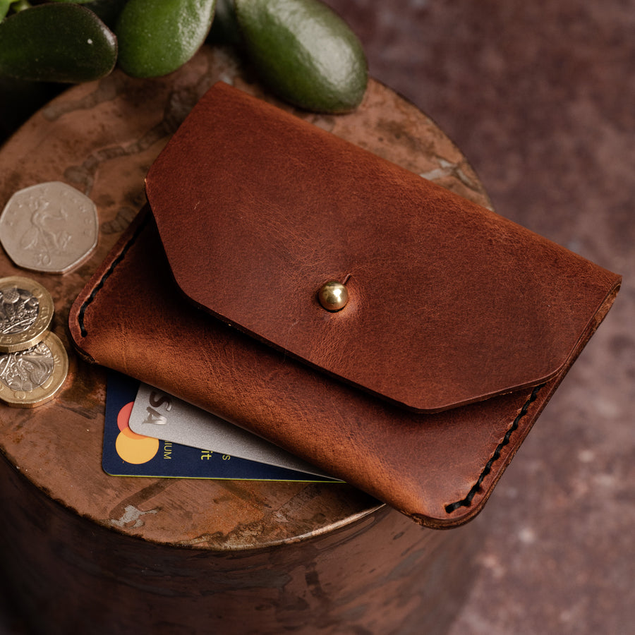 Pouch Wallet -Button Stud - Heavyweight Leather