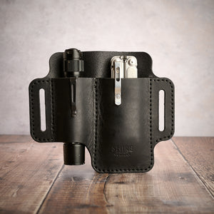 EDC Leather Knife & Light Case