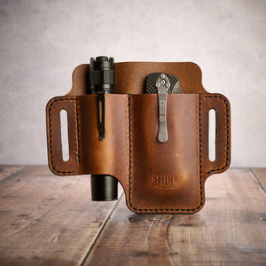 EDC Leather Knife & Light Case