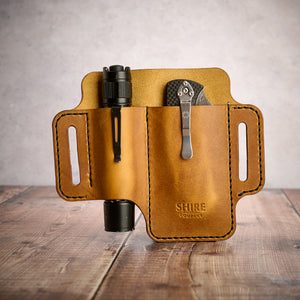 EDC Leather Knife & Light Case