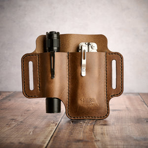 EDC Leather Knife & Light Case