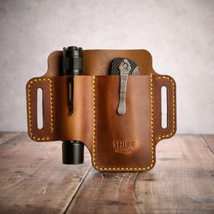 EDC Leather Knife & Light Case