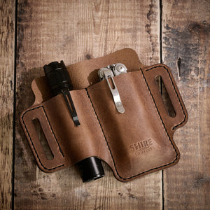 EDC Leather Knife & Light Case