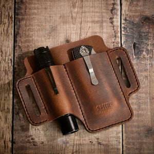 EDC Leather Knife & Light Case